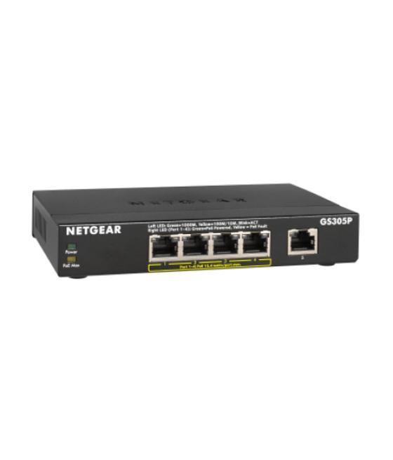Netgear GS305Pv2 No administrado Gigabit Ethernet (10/100/1000) Energía sobre Ethernet (PoE) Negro