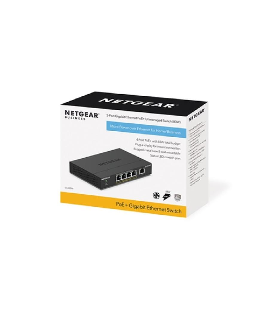 Netgear GS305PP No administrado Gigabit Ethernet (10/100/1000) Energía sobre Ethernet (PoE) Negro