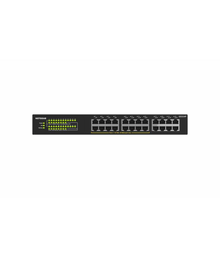 Netgear GS324P No administrado Gigabit Ethernet (10/100/1000) Energía sobre Ethernet (PoE) 1U Negro