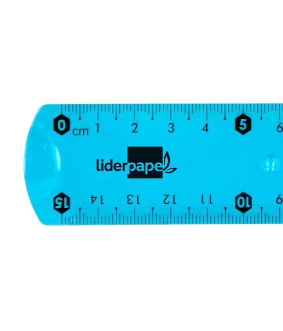 Regla liderpapel plástico flexible de 15 cm colores surtidos