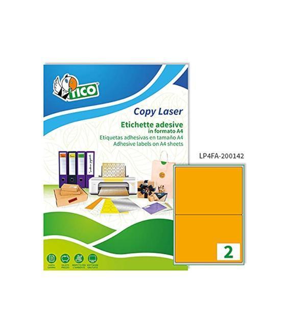 Etiqueta adhesiva tico naranja flúor permanente fsc láser/inkjet/fotocopia 200x142 mm caja de 140 unidades