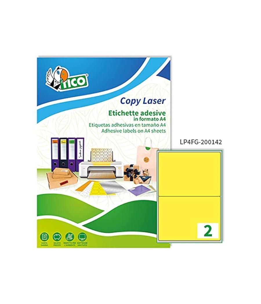 Etiqueta adhesiva tico amarillo flúor permanente fsc láser/inkjet/fotocopia 200x142 mm caja de 140 unidades