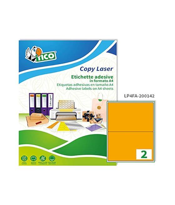 Etiqueta adhesiva tico naranja flúor permanente fsc láser/inkjet/fotocopia 210x297 mm caja de 70 unidades