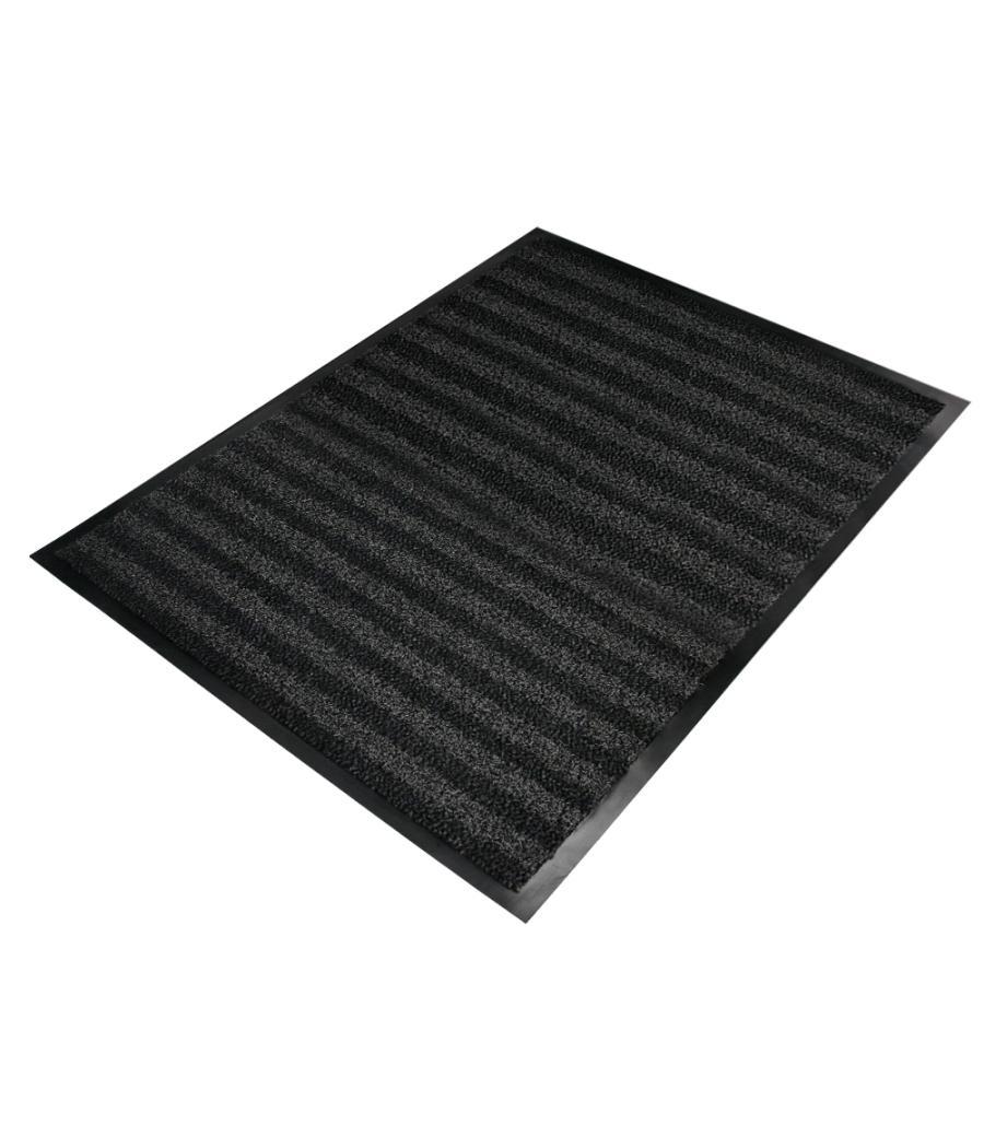Alfombra para suelo q-connect premium para interiores antideslizante fibra polipropileno y fieltro gris 90x150 cm