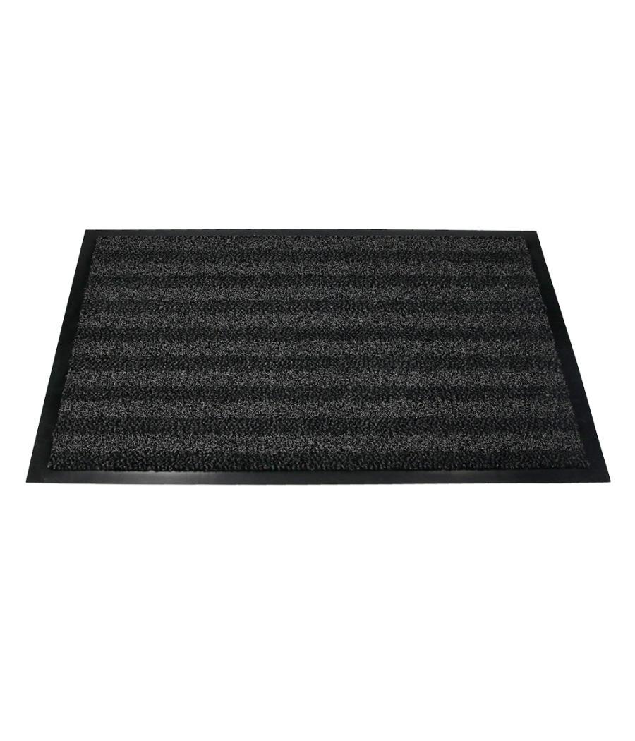 Alfombra para suelo q-connect premium para interiores antideslizante fibra polipropileno y fieltro gris 90x60 cm