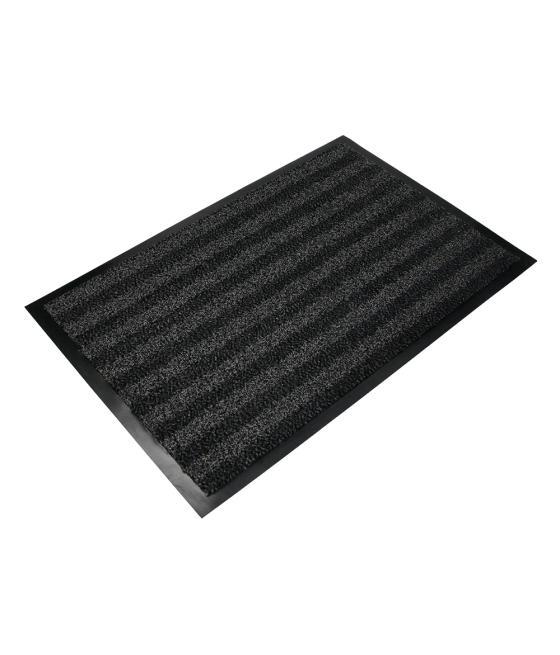 Alfombra para suelo q-connect premium para interiores antideslizante fibra polipropileno y fieltro gris 90x60 cm