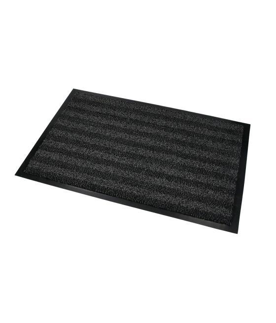 Alfombra para suelo q-connect premium para interiores antideslizante fibra polipropileno y fieltro gris 90x60 cm