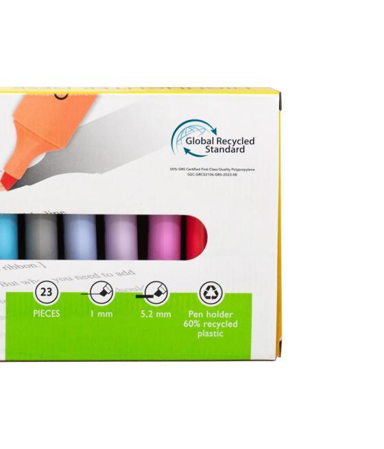 Rotulador q-connect fluorescente punta biselada estuche de sobremesa 23 unidades colores surtidos