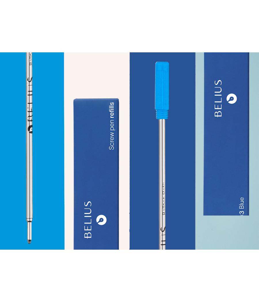 Recambio bolígrafo belius con rosca azul caja 3 unidades