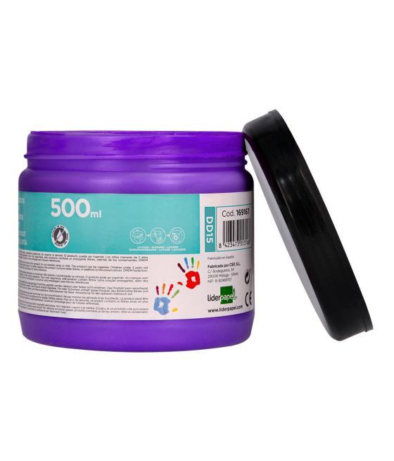 Pintura dedos liderpapel violeta tarrina de 500 cc