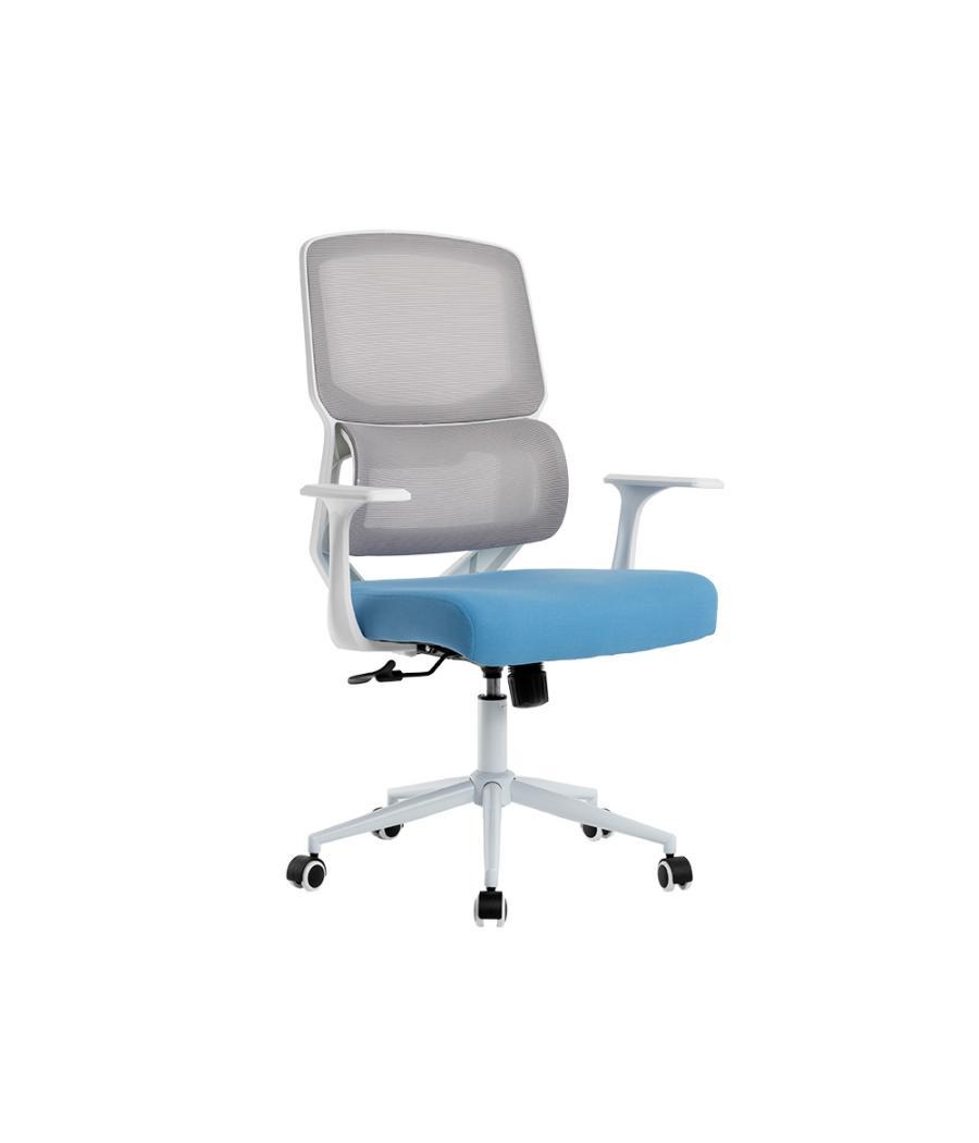 Silla q-connect oficina lucca malla base metálica alt max 1090 anc 700 prof 650 ruedas premium color blanco gris azul