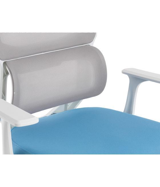 Silla q-connect oficina lucca malla base metálica alt max 1090 anc 700 prof 650 ruedas premium color blanco gris azul