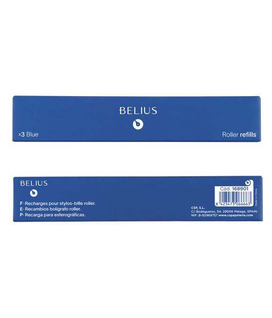 Recambio roller belius azul 0,7 mm caja 3 unidades