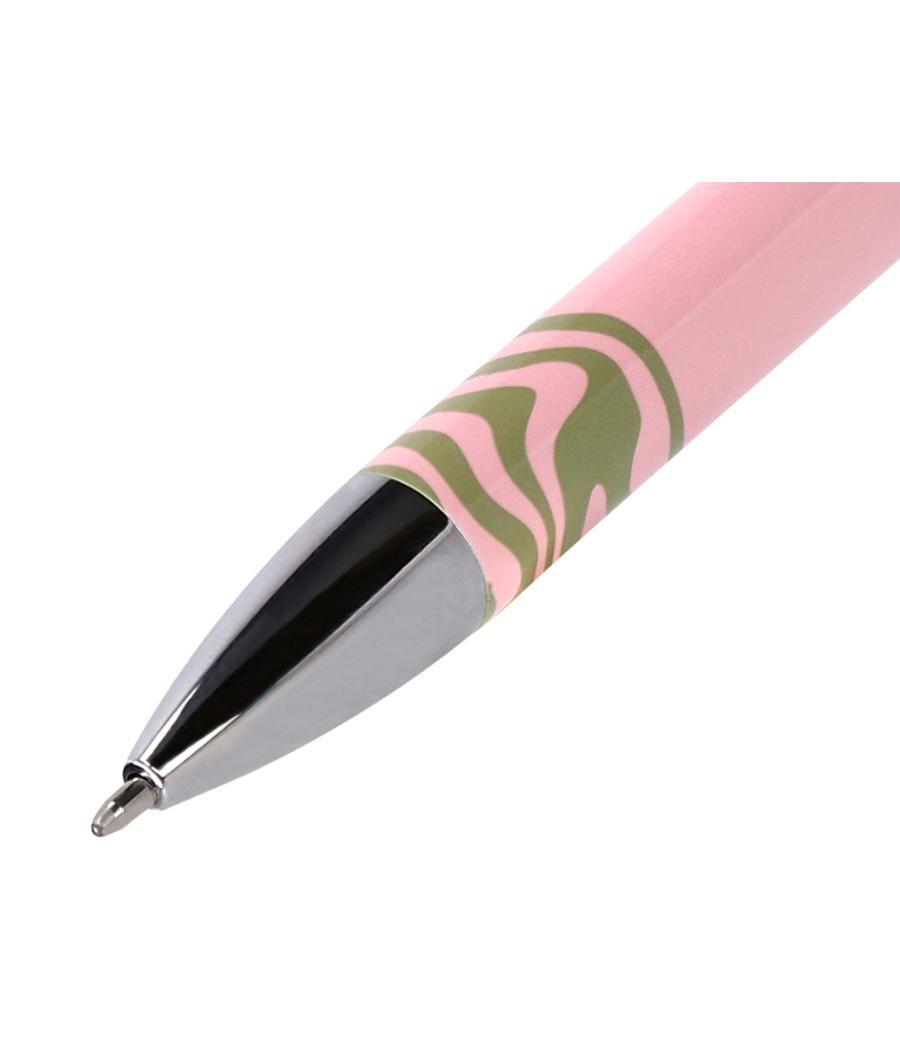 Bolígrafo belius ink dreams aluminio color rosa y verde matcha plateado frase interior tinta azul caja de diseño