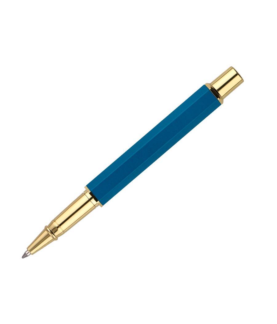 Bolígrafo belius macaron bliss forma hexagonal color rosa/ azul y dorado tinta azul caja de diseño