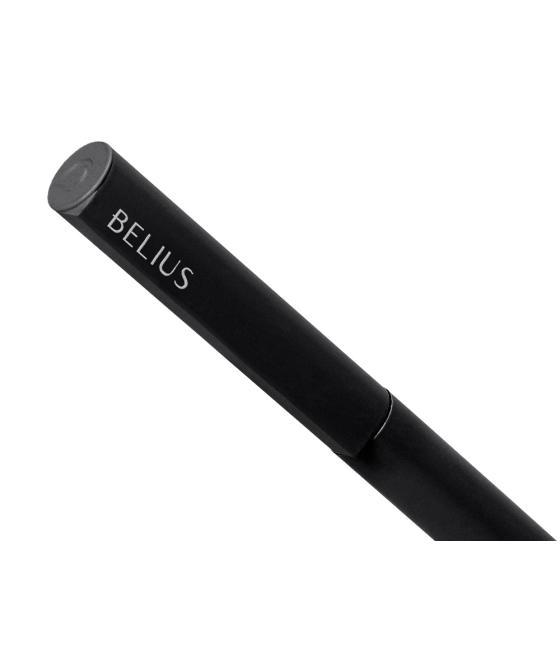 Bolígrafo belius rocket b aluminio color minimalista negro tinta azul caja cilindrica