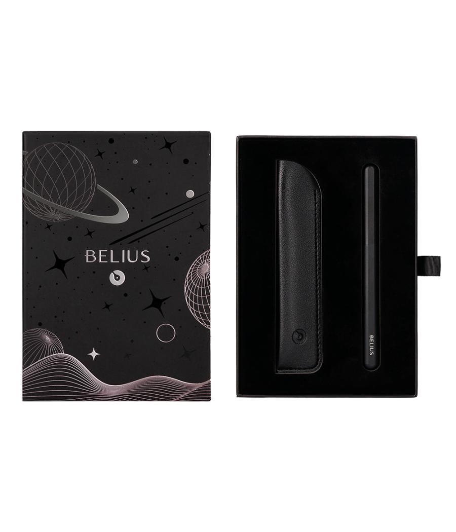 Pluma y funda de similpiel belius space b color minimalista negro tinta azul caja de diseño