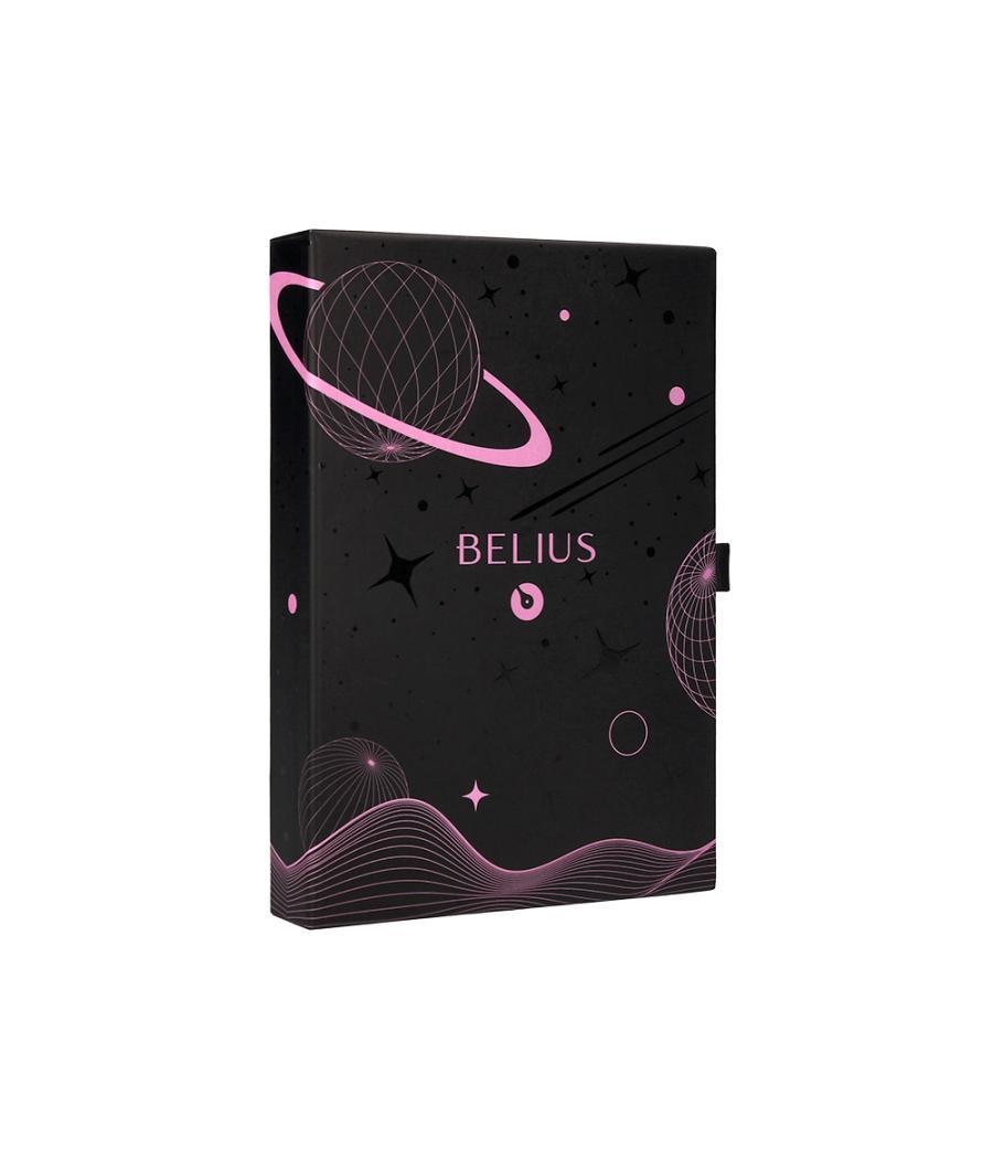 Pluma y funda de similpiel belius space b color minimalista rosa tinta azul caja de diseño