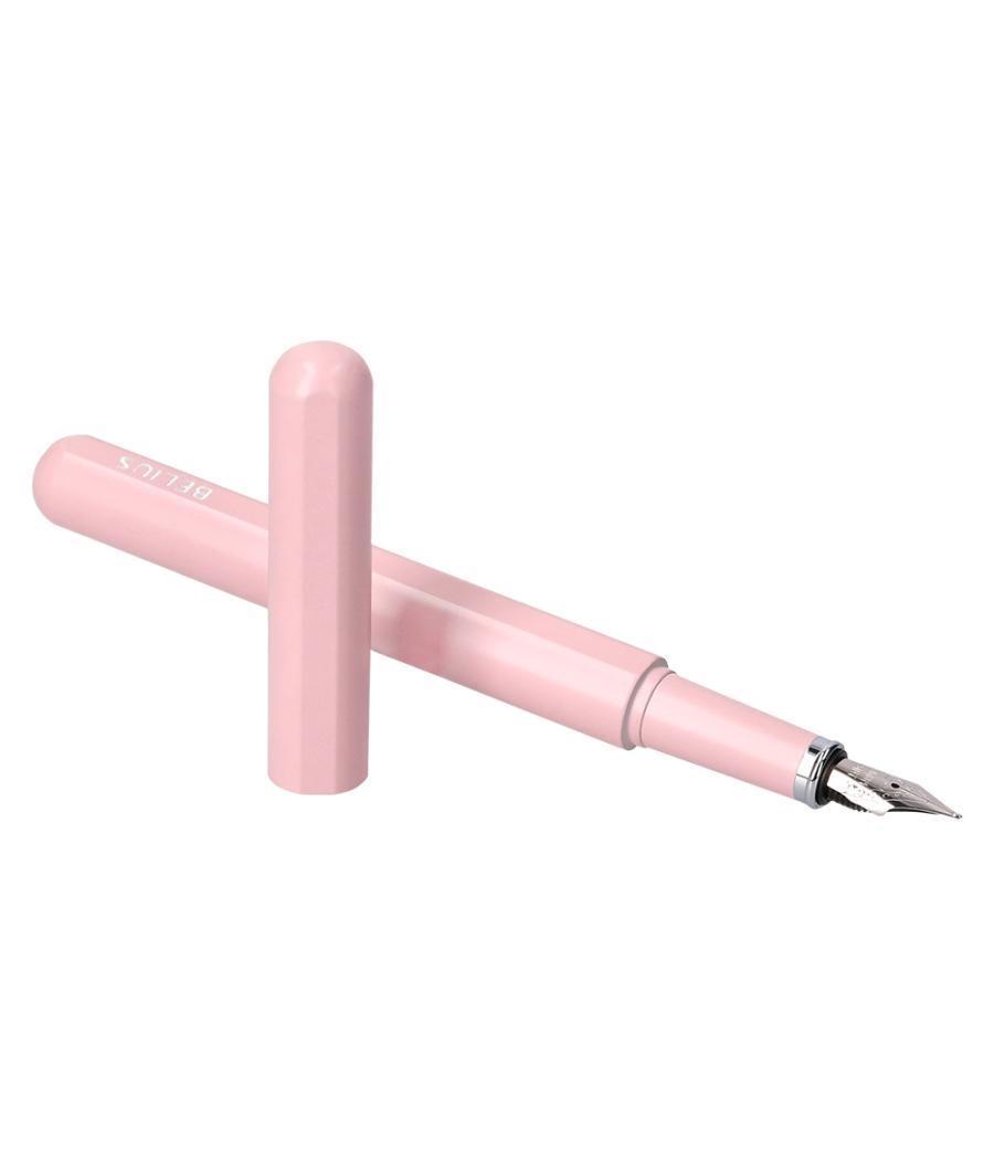 Pluma y funda de similpiel belius space b color minimalista rosa tinta azul caja de diseño