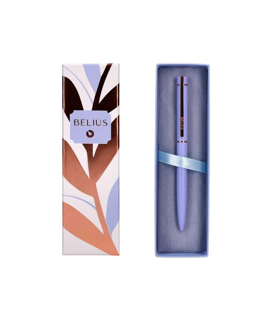 Bolígrafo belius rose aluminio color lavanda/oro rosa tinta azul caja de diseño