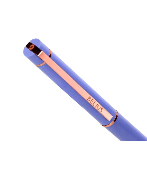 Bolígrafo belius rose aluminio color lavanda/oro rosa tinta azul caja de diseño