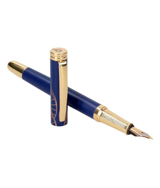 Pluma y estuche belius soiree color art deco azul marino y dorado tinta azul caja de diseño