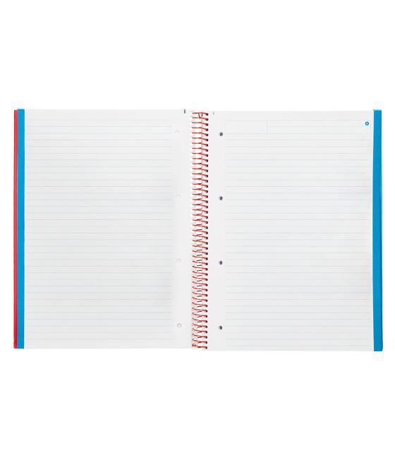 Cuaderno espiral navigator a4 micro tapa forrada 120h 80gr horizontal 5 bandas 4 taladros color rojo