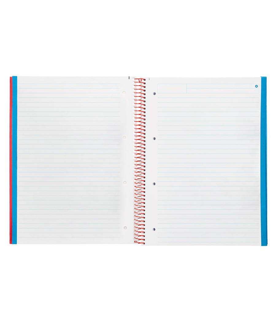 Cuaderno espiral navigator a4 micro tapa forrada 120h 80gr horizontal 5 bandas 4 taladros color rojo