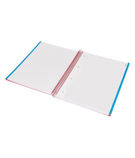 Cuaderno espiral navigator a4 micro tapa forrada 120h 80gr horizontal 5 bandas 4 taladros color rojo