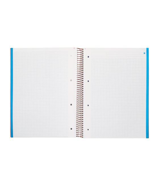 Cuaderno espiral navigator a4 micro tapa forrada 120h 80gr cuadro 5mm 5 bandas 4 taladros color rosa