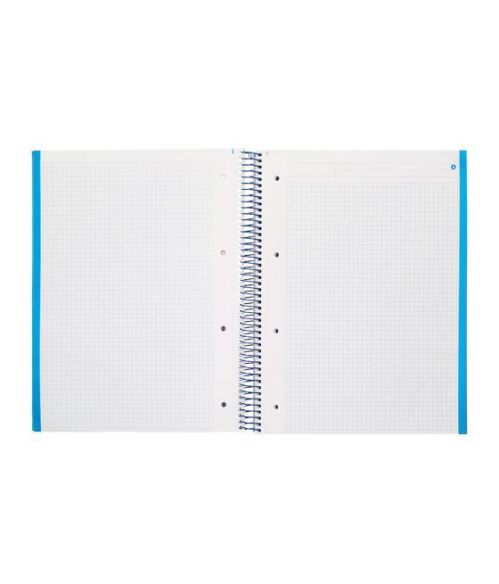 Cuaderno espiral navigator a4 micro tapa forrada 120h 80gr cuadro 5mm 5 bandas 4 taladros color celeste