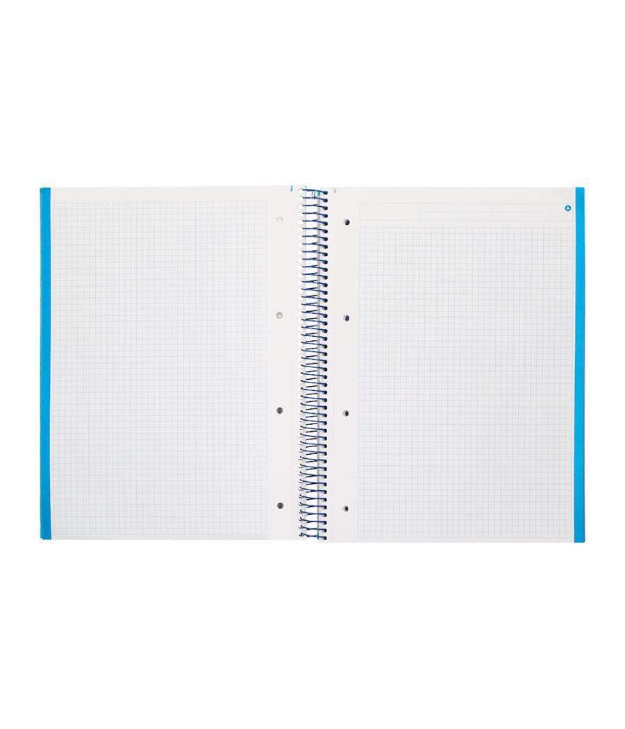 Cuaderno espiral navigator a4 micro tapa forrada 120h 80gr cuadro 5mm 5 bandas 4 taladros color celeste