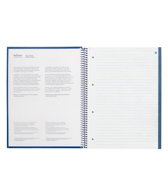 Cuaderno espiral navigator a4 micro tapa forrada 80h 80gr horizontal 1 banda color azul marino