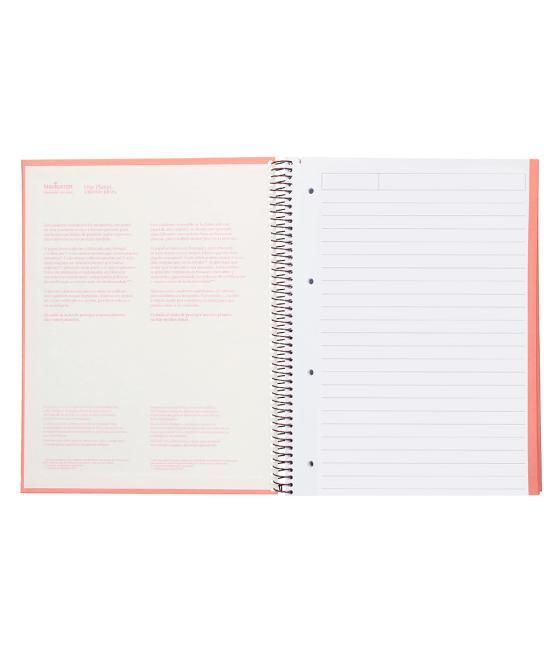 Cuaderno espiral navigator a4 micro tapa forrada 80h 80gr horizontal 1 banda color coral