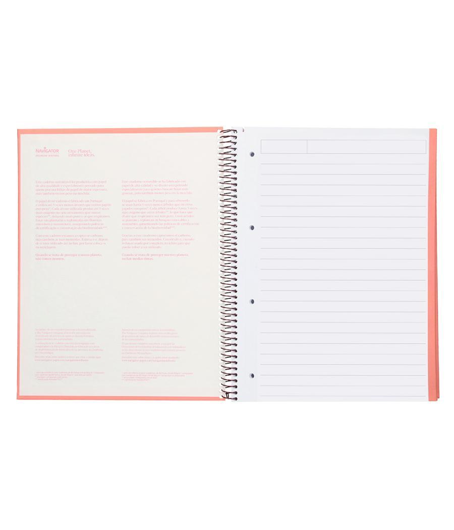 Cuaderno espiral navigator a4 micro tapa forrada 80h 80gr horizontal 1 banda color coral