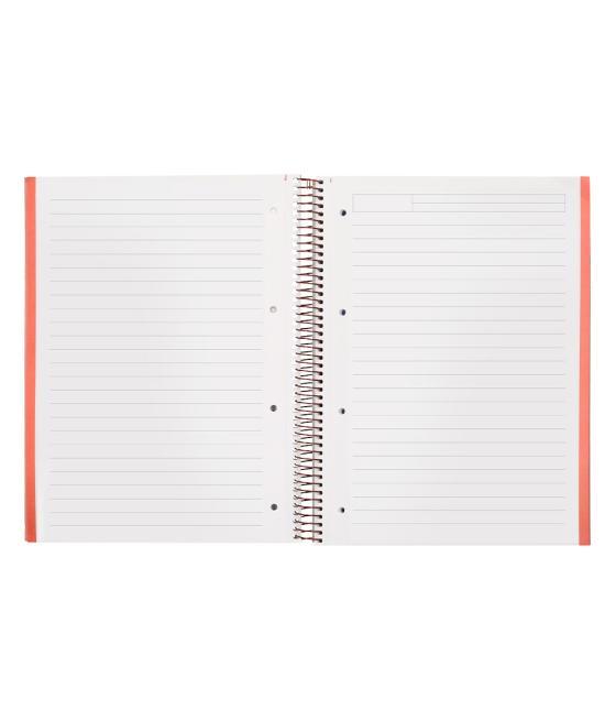 Cuaderno espiral navigator a4 micro tapa forrada 80h 80gr horizontal 1 banda color coral