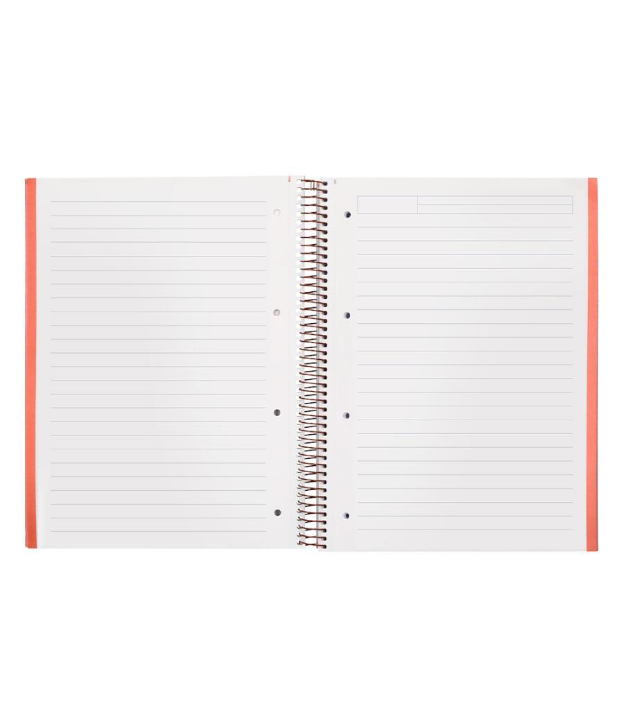 Cuaderno espiral navigator a4 micro tapa forrada 80h 80gr horizontal 1 banda color coral