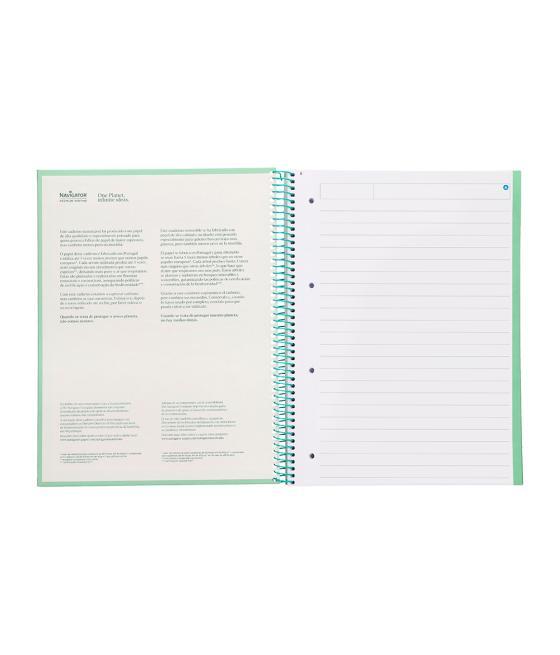 Cuaderno espiral navigator a4 micro tapa forrada 80h 80gr horizontal 1 banda color menta