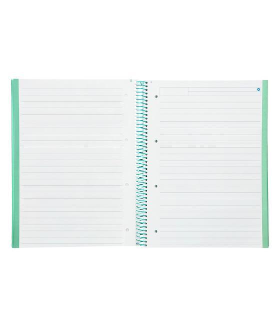 Cuaderno espiral navigator a4 micro tapa forrada 80h 80gr horizontal 1 banda color menta