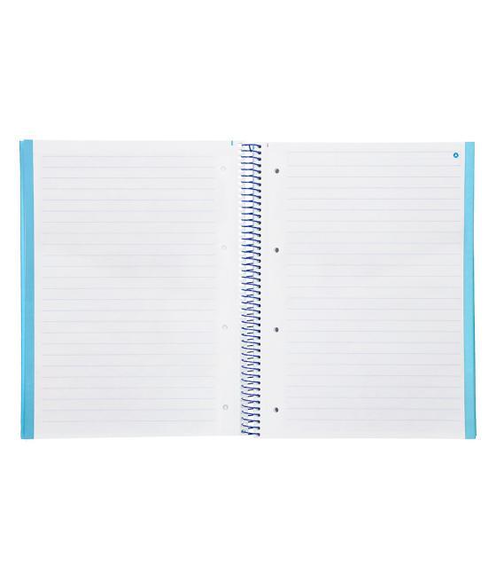 Cuaderno espiral navigator a4 micro tapa forrada 80h 80gr horizontal 1 banda color celeste