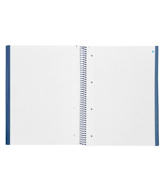 Cuaderno espiral navigator a4 micro tapa forrada 80h 80gr cuadro 5mm una banda color azul marino