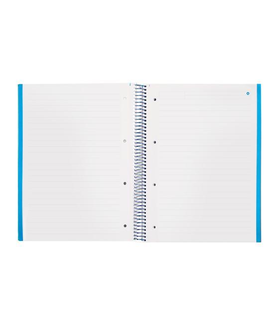 Cuaderno espiral navigator a4 micro tapa forrada 120h 80gr horizontal 5 banda 4 taladros color celeste