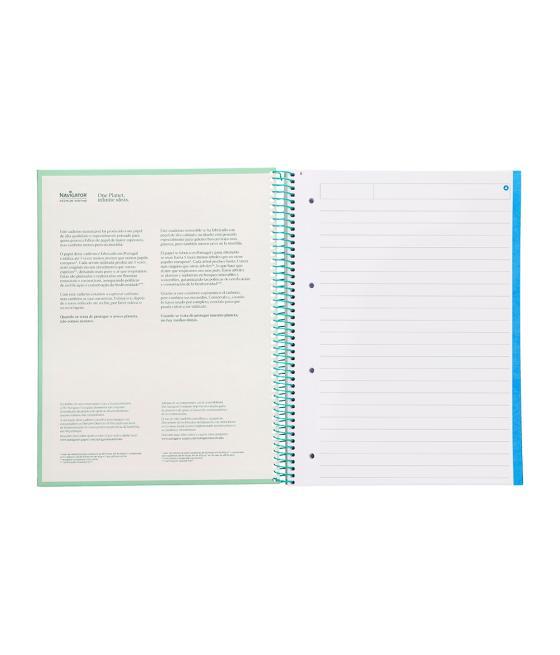 Cuaderno espiral navigator a4 micro tapa forrada 120h 80gr horizontal 5 banda 4 taladros color menta