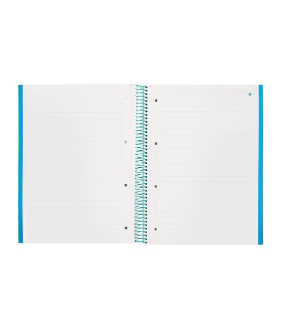 Cuaderno espiral navigator a4 micro tapa forrada 120h 80gr horizontal 5 banda 4 taladros color menta