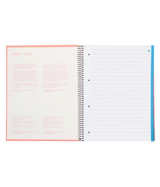 Cuaderno espiral navigator a4 micro tapa forrada 120h 80gr horizontal 5 banda 4 taladros color rosa