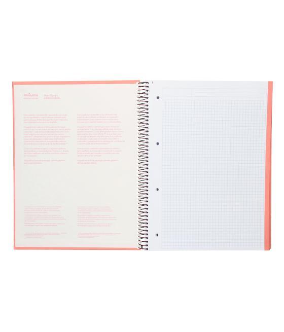 Cuaderno espiral navigator a4 micro tapa forrada 80h 80gr cuadro 5mm 1 banda color coral