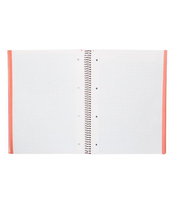 Cuaderno espiral navigator a4 micro tapa forrada 80h 80gr cuadro 5mm 1 banda color coral