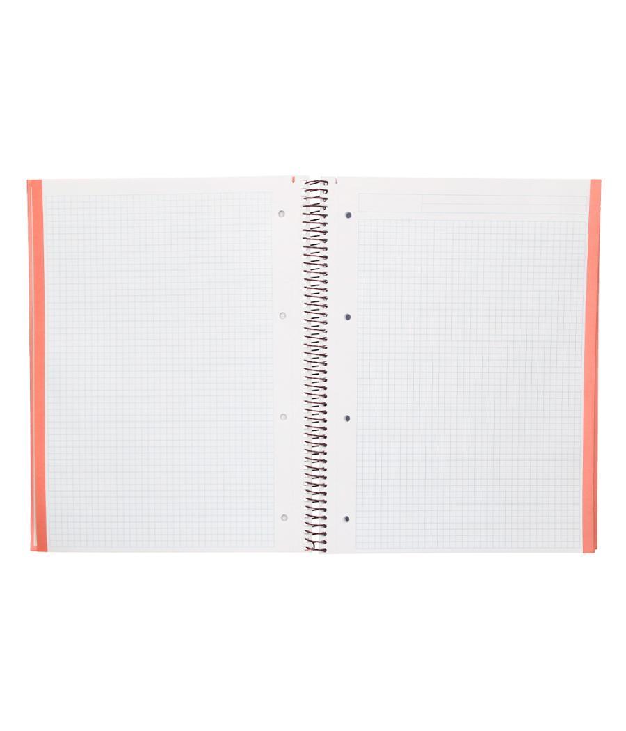 Cuaderno espiral navigator a4 micro tapa forrada 80h 80gr cuadro 5mm 1 banda color coral