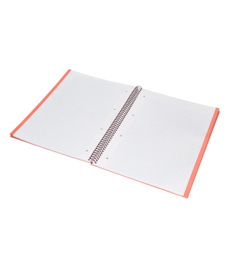 Cuaderno espiral navigator a4 micro tapa forrada 80h 80gr cuadro 5mm 1 banda color coral