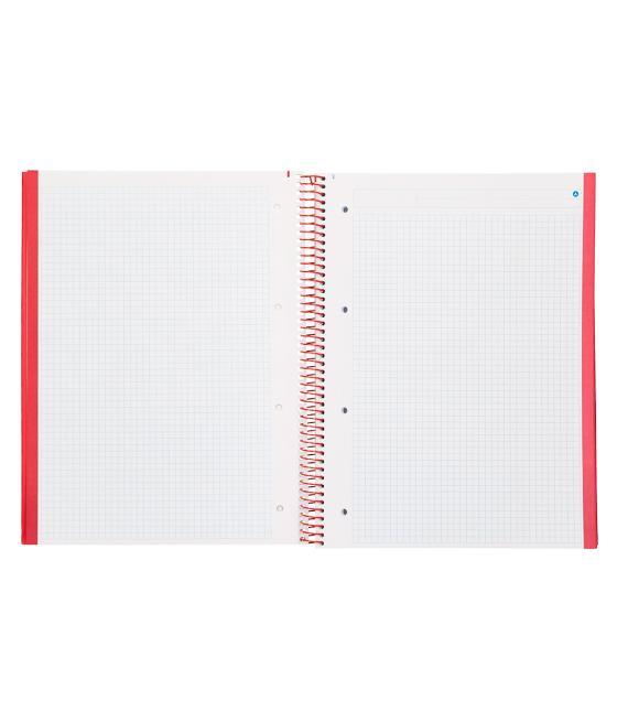 Cuaderno espiral navigator a4 micro tapa forrada 80h 80gr cuadro 5mm 1 banda color rojo